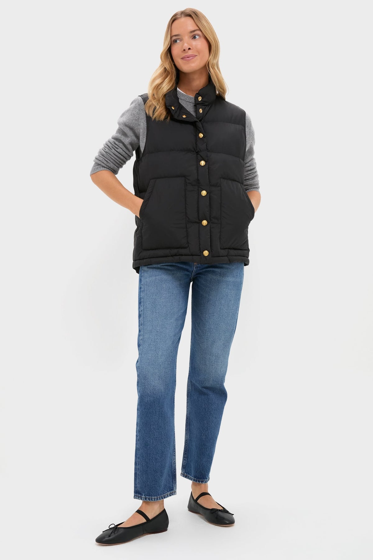 Black Inez Puffer Vest