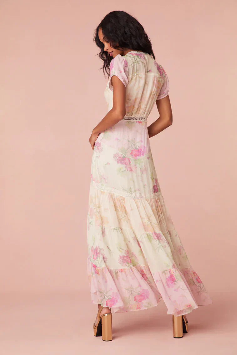 Roupell V-Neck Chiffon Maxi Dress