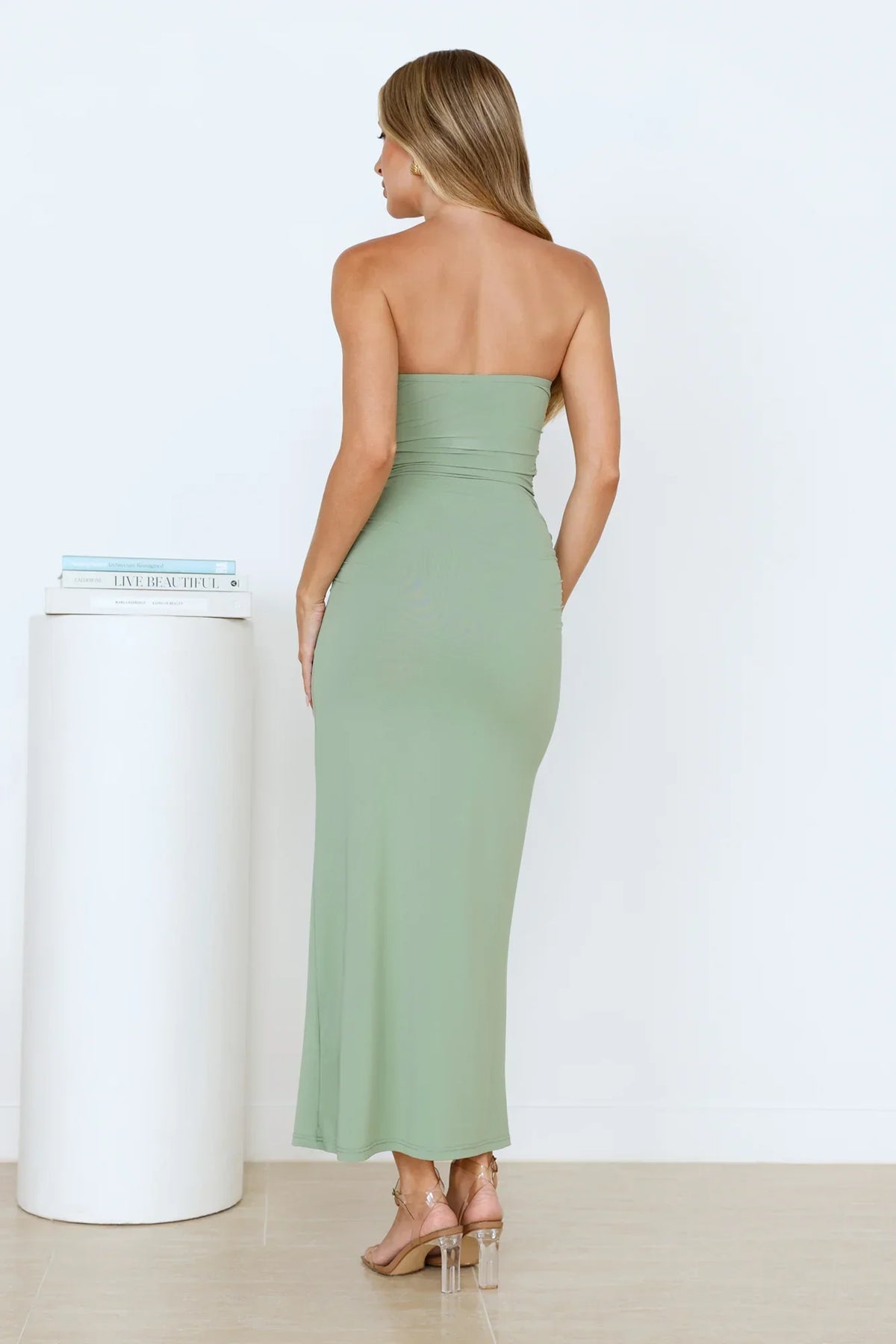 Stylish Days Strapless Maxi Dress Sage