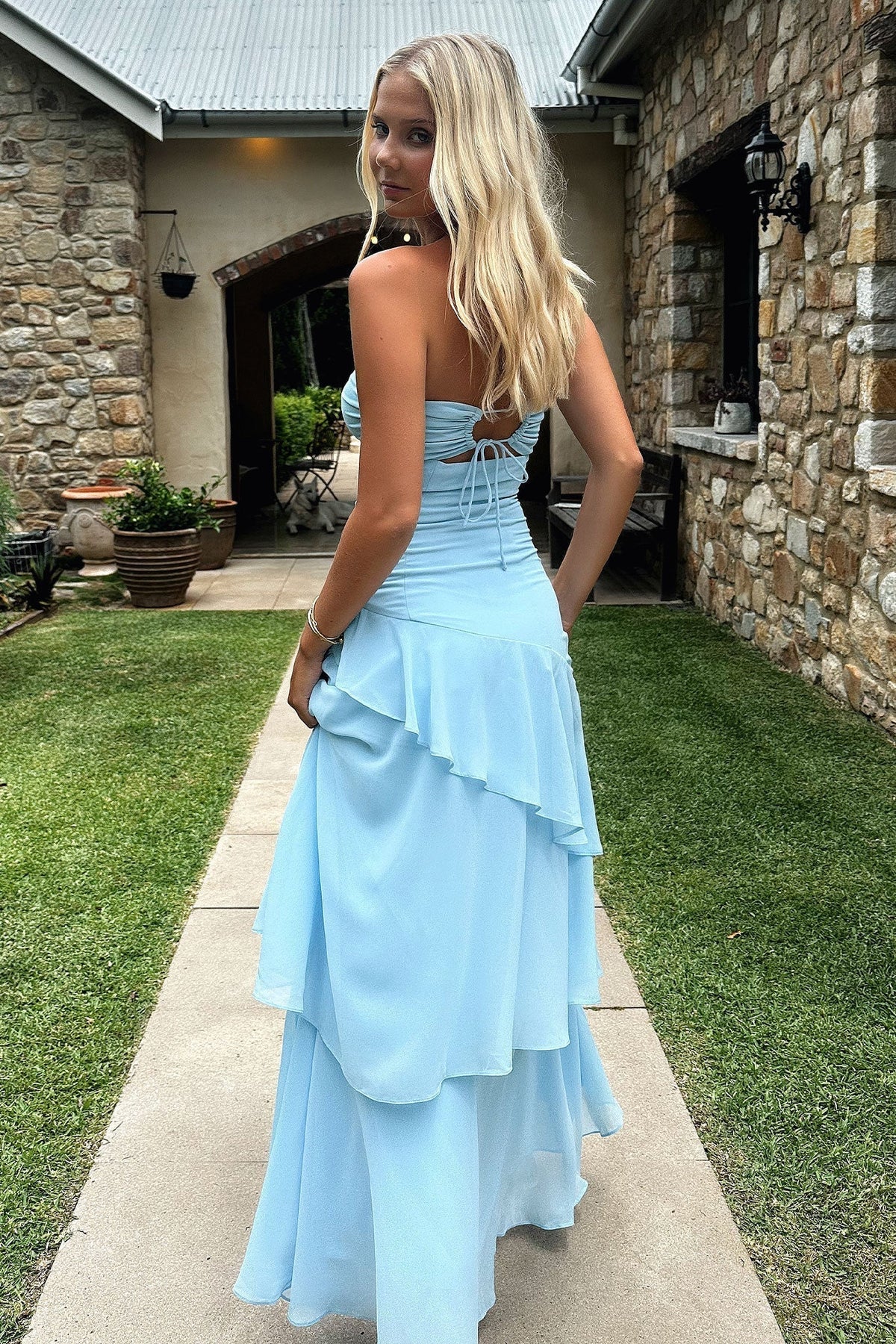 Gretta Strapless Maxi Dress - Blue