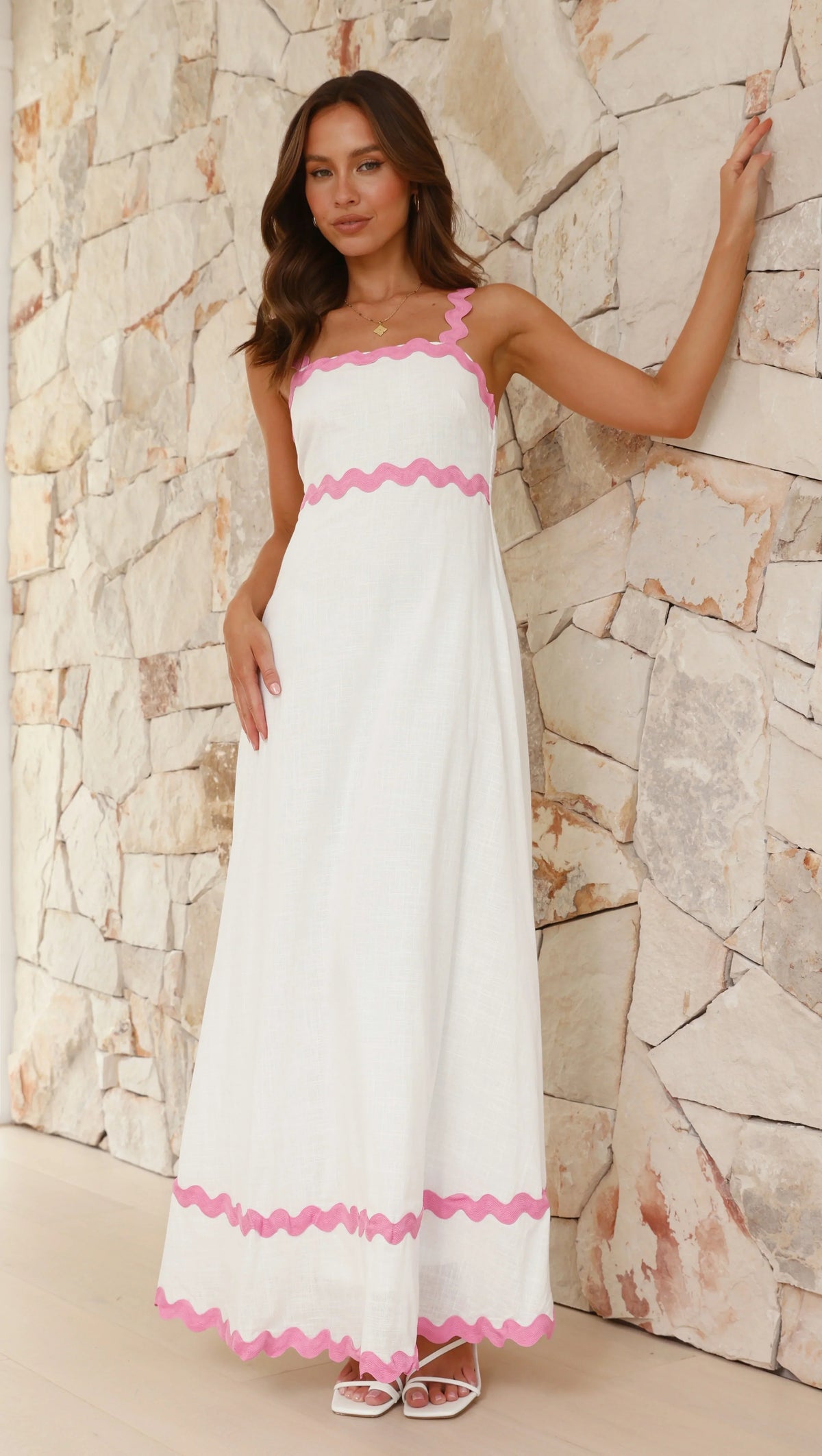 Daleyza Maxi Dress - White / Pink