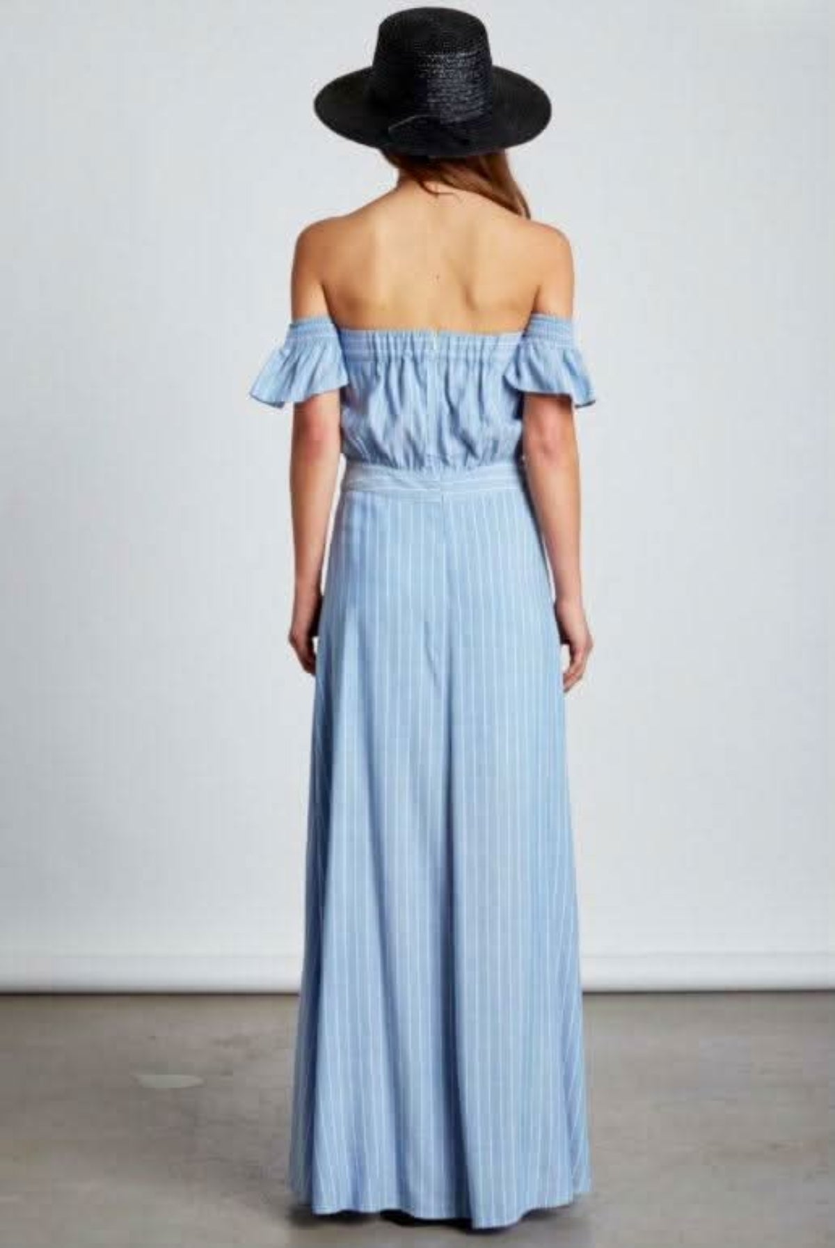 Malibu Chambray Blue Stripe Maxi Dress