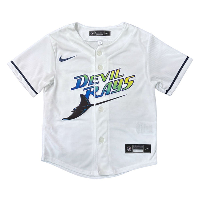 Rays Kids Nike White Devil Rays Replica Baseline Jersey
