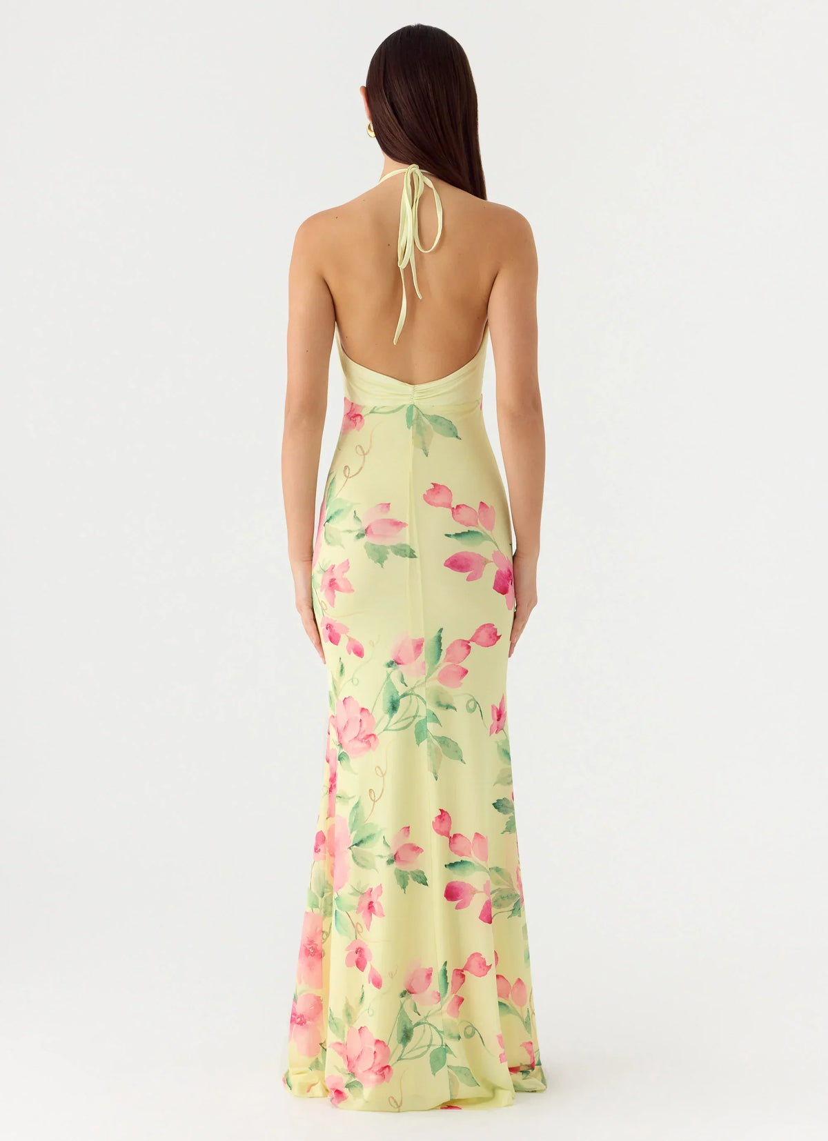 Takedown Halter Maxi Dress - Lemon Soleil