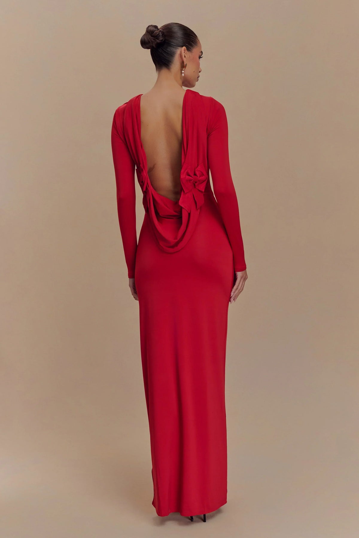 Bennett Slinky Long Sleeve Maxi Dress - Ruby