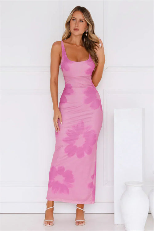 Amber Splendour Mesh Maxi Dress Purple