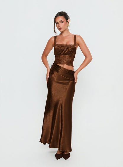 Fayfe Lace Maxi Dress Chocolate