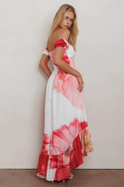 Sunday Mornings Ruched Bust Maxi Dress Floral Blush