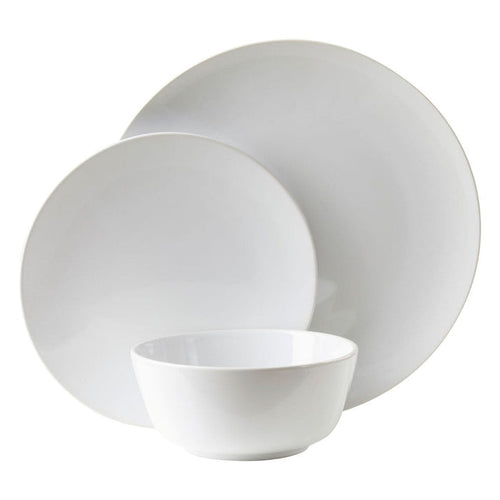 12 PC WHITE STONEWARE DINNER SET - Modern Home Interiors