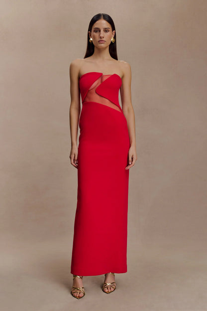 Lianne Strapless Maxi Dress - Red