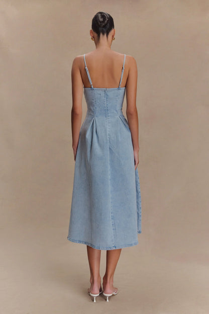Harlyn Denim Midi Dress - Light Blue