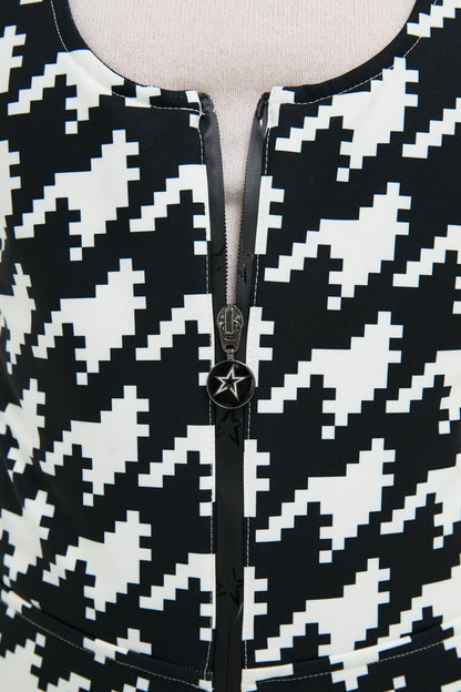 Black and White Houndstooth JG Bib Ski Pant
