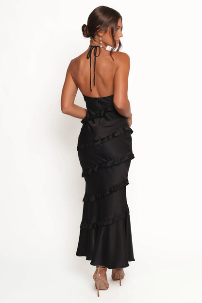 Roxanne Halterneck Maxi Dress - Black
