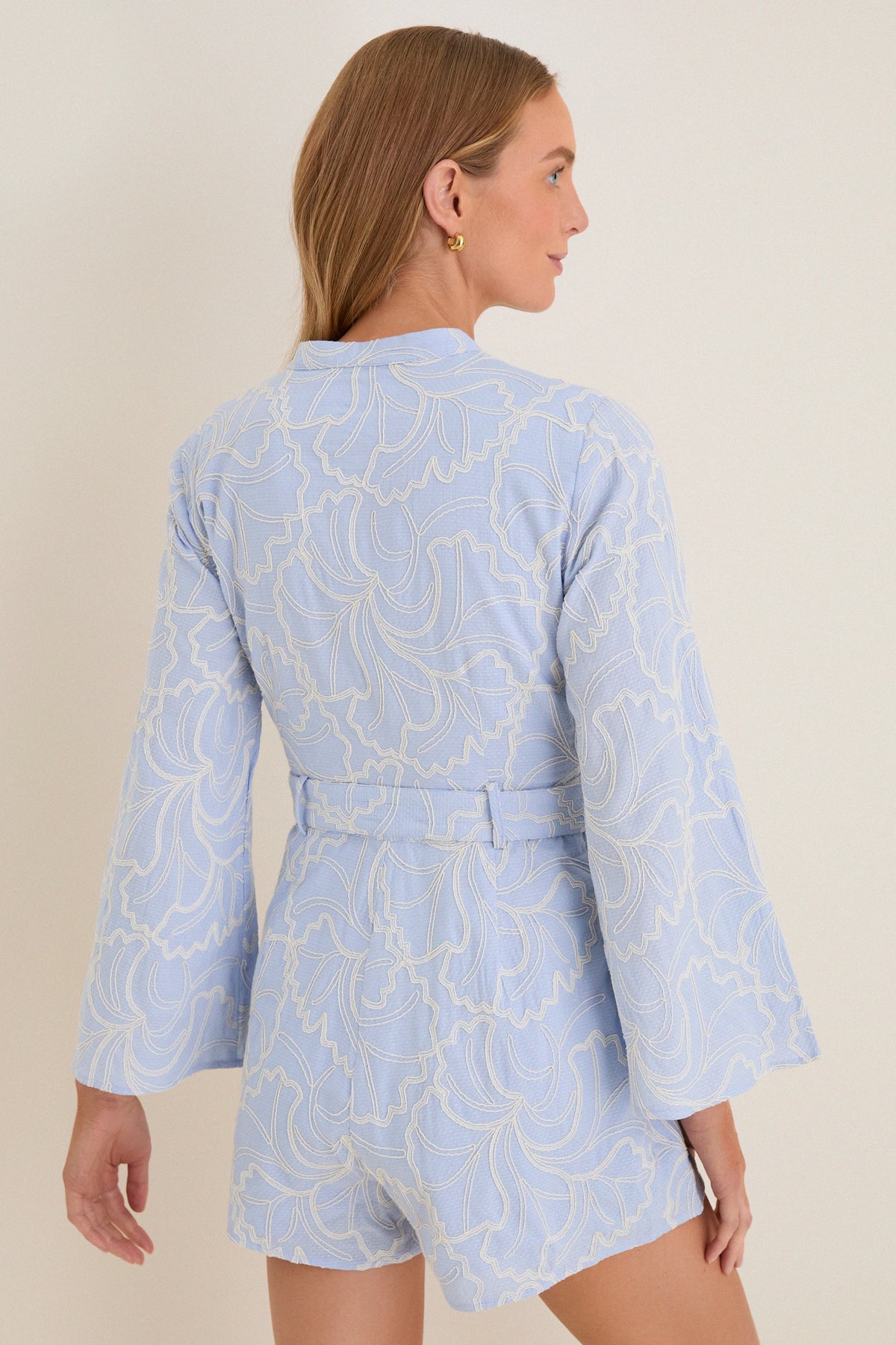 Blue Peony Embroidered Minny Romper
