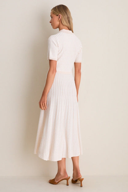 Blush and Ivory Knit Maude Polo Dress