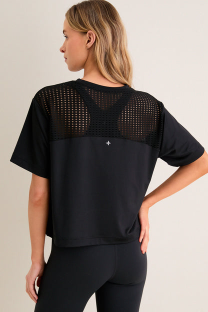Black Cane Cropped Ryan Boyfriend Tee