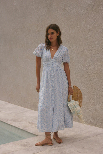 Floral Dreams Maxi Dress Blue