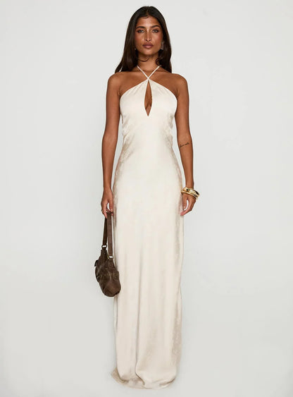 Limosina Halter Maxi Dress Champagne