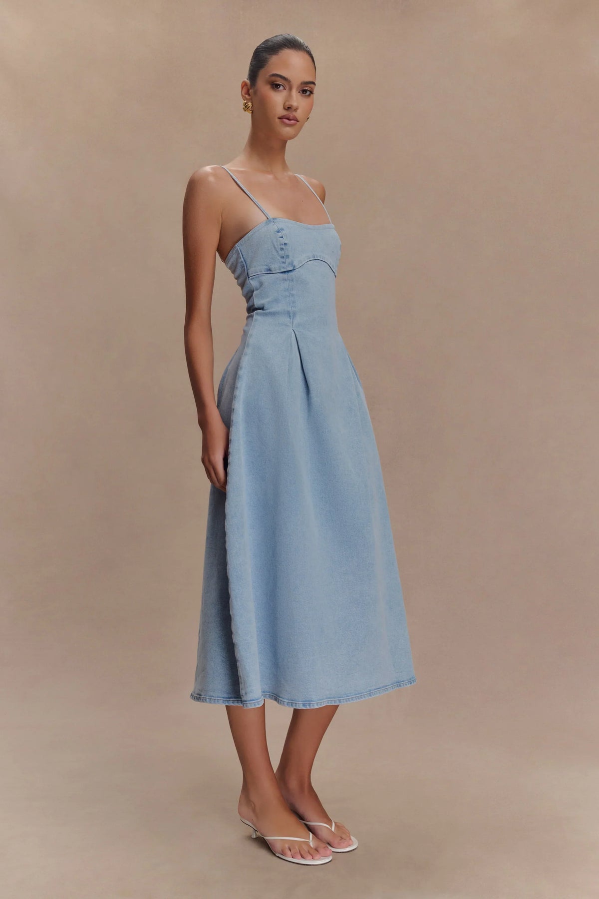 Harlyn Denim Midi Dress - Light Blue