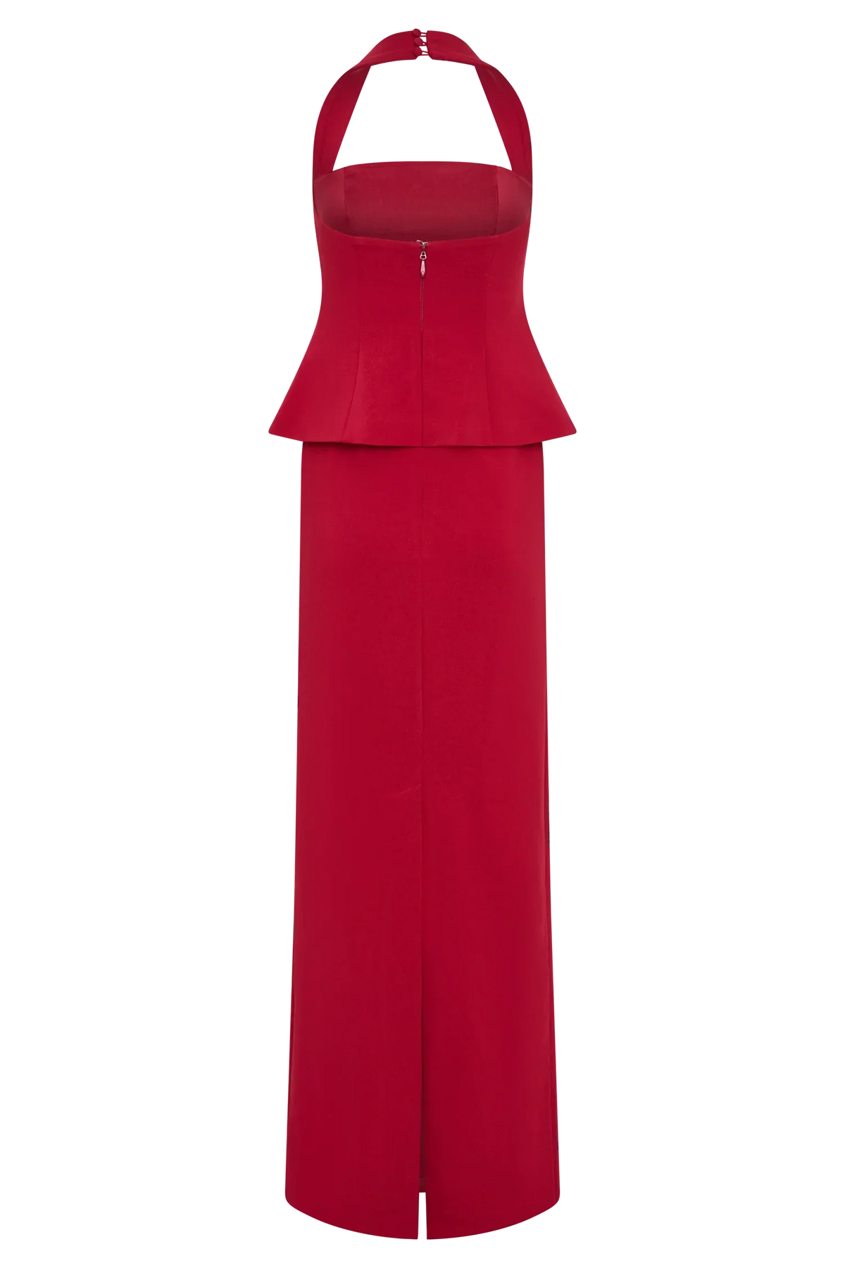 Bertie Peplum Halter Maxi Dress - Ruby