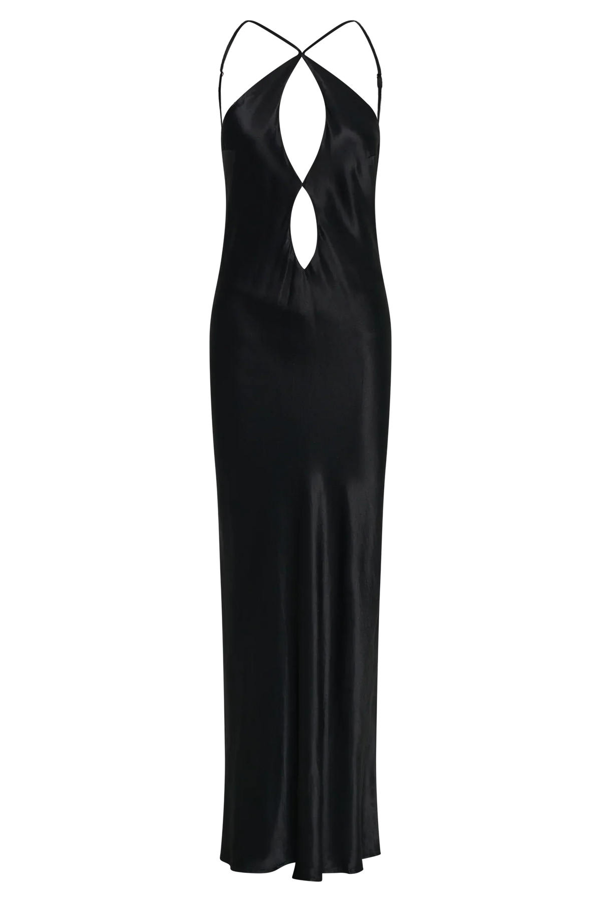 Lucia Satin Cut Out Maxi Dress - Black