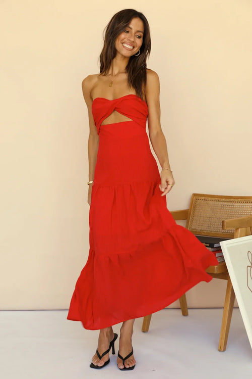 Free Falling Maxi Dress Red