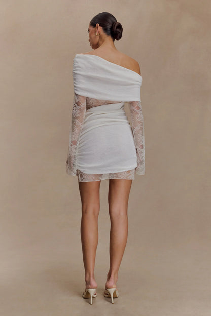 Luxie Lace Knit Mini Dress - Ivory