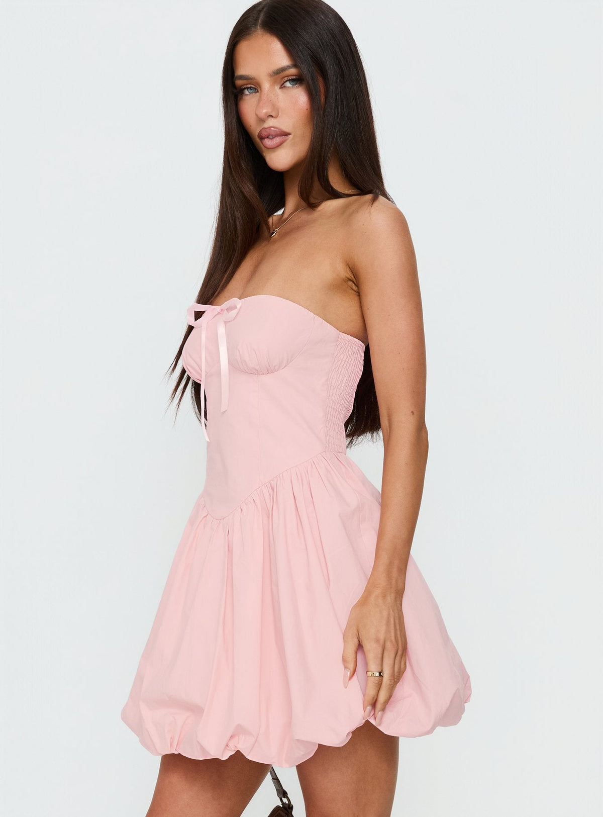 Melaina Bubble Hem Mini Dress Pink
