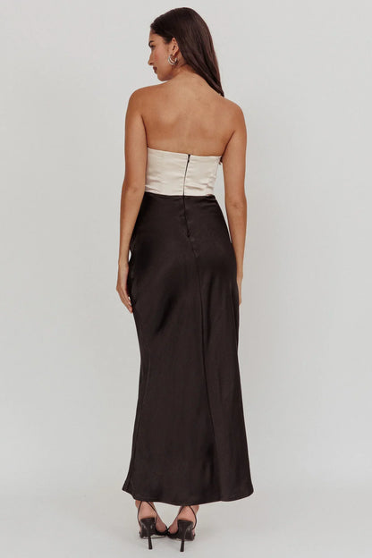 Kamillia Strapless Split Maxi Dress Black