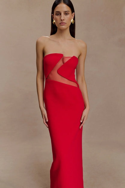 Lianne Strapless Maxi Dress - Red