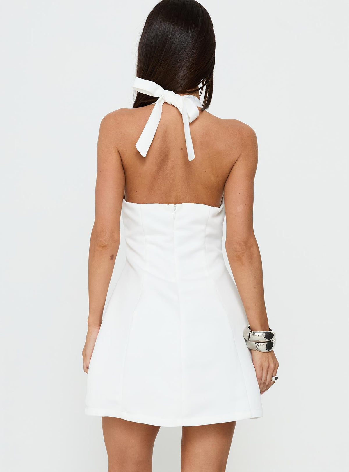 Deana Halter Mini Dress White