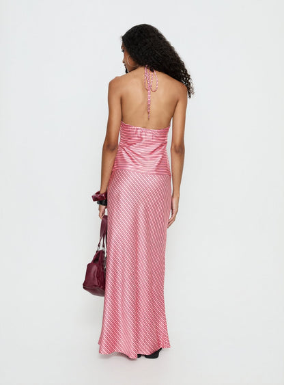 Bellamissimo Halter Maxi Dress Pink Stripe