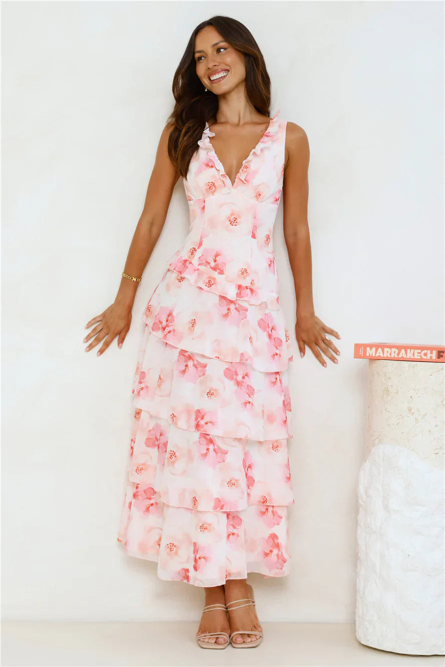 Sunset In Bali Maxi Dress Pink