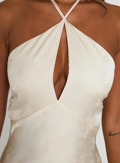 Limosina Halter Maxi Dress Champagne