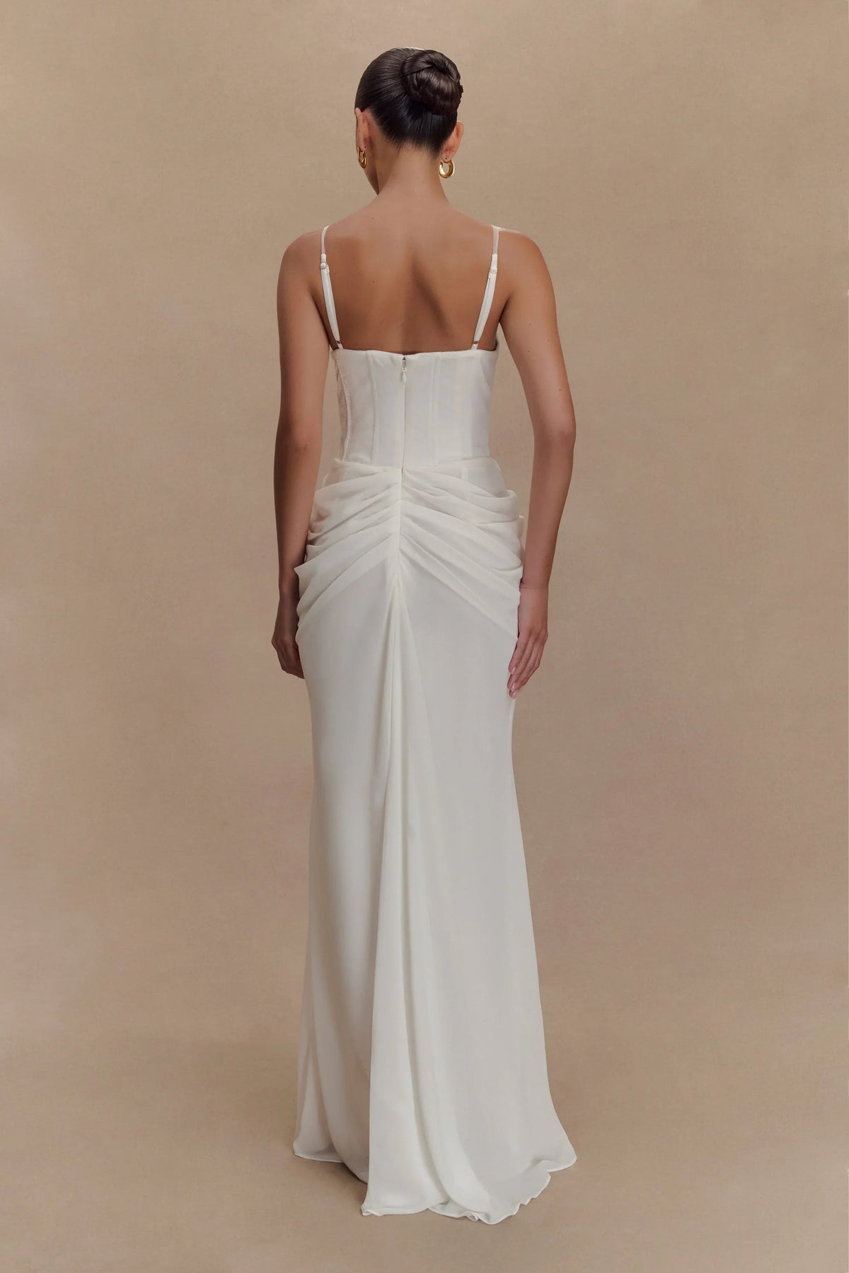 Roxanne Velvet Corset Maxi Dress - White