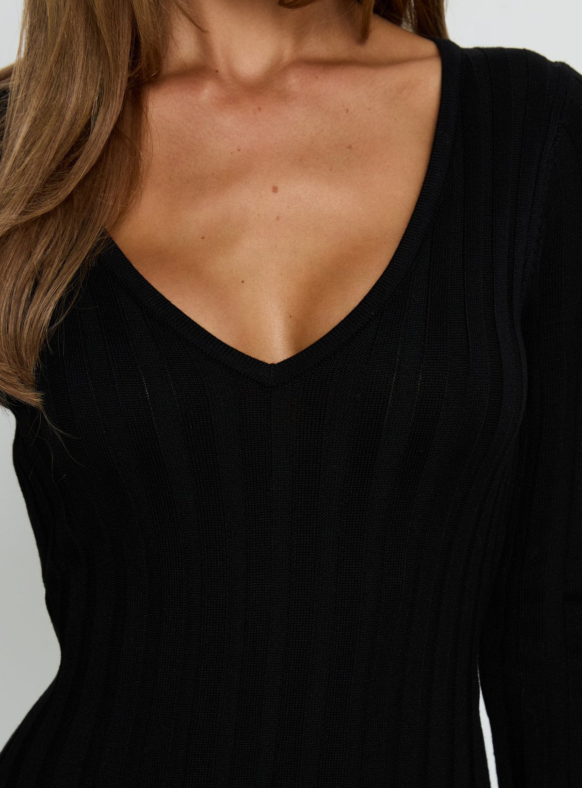 Gratuita Long Sleeve Rib Maxi Dress Black