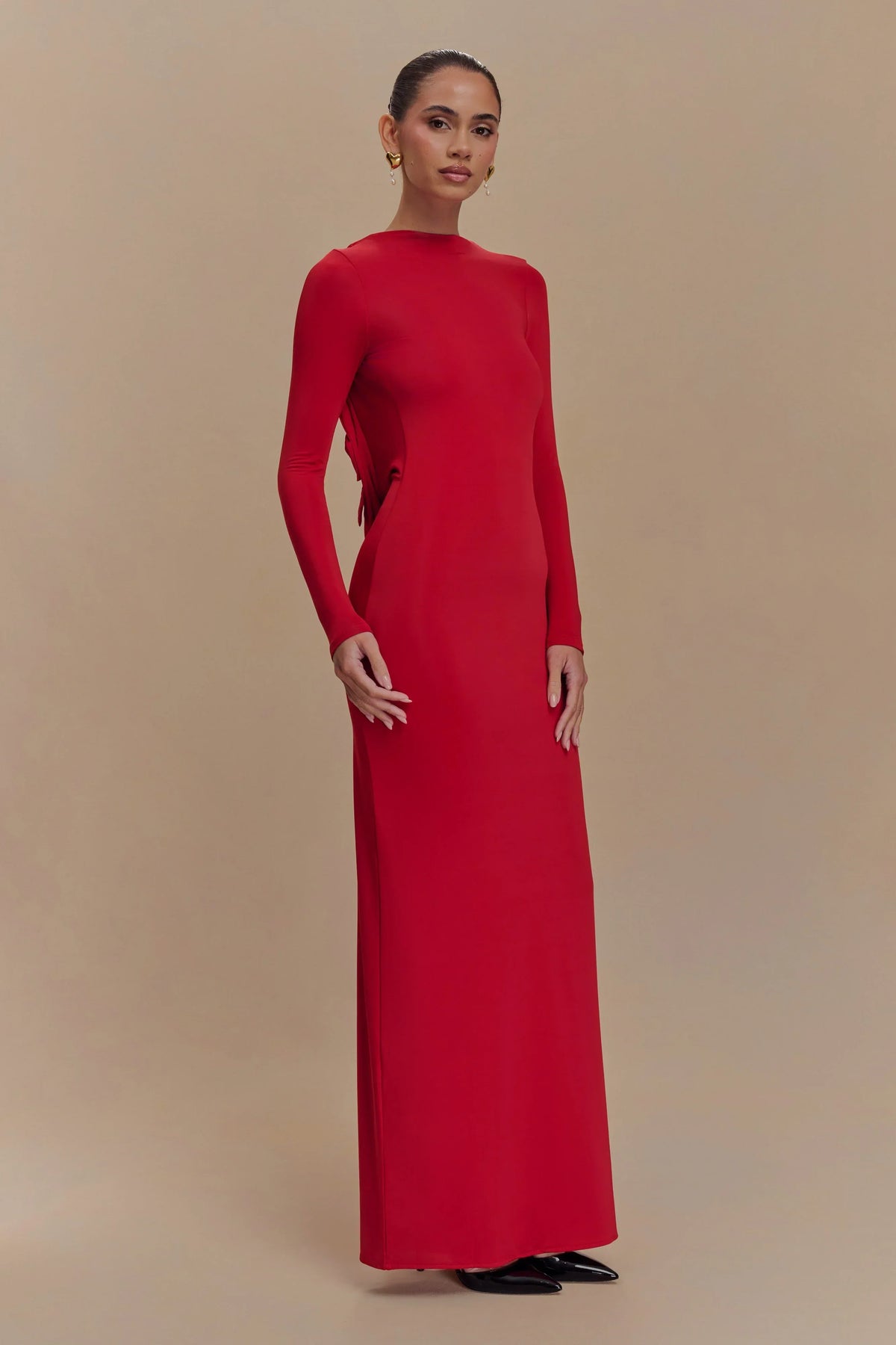 Bennett Slinky Long Sleeve Maxi Dress - Ruby