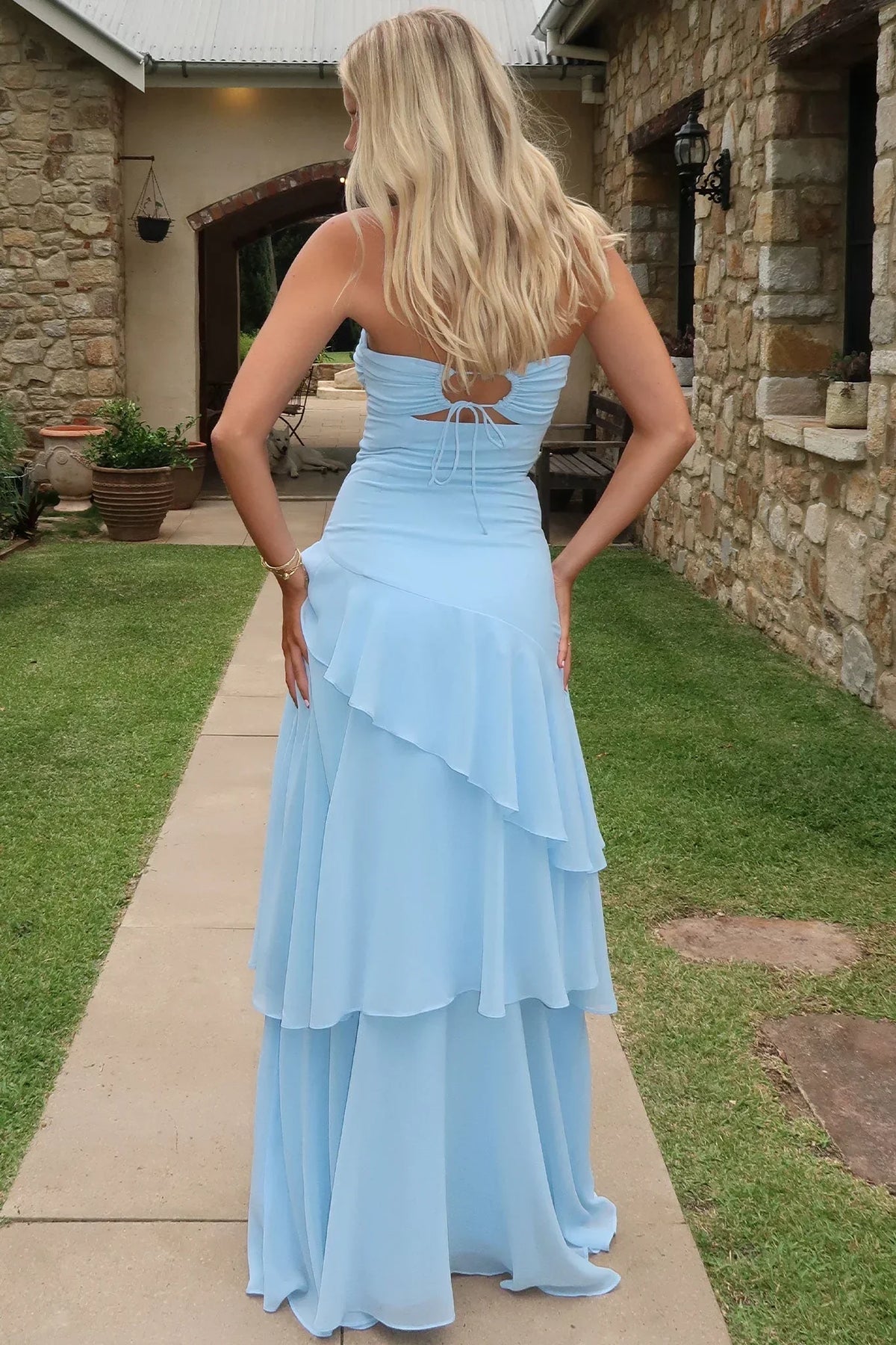 Gretta Strapless Maxi Dress - Blue