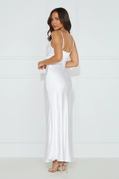 Nobody But You Satin Maxi Dress White