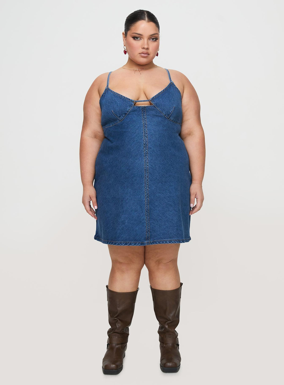 Arwen Denim Mini Dress Blue Curve