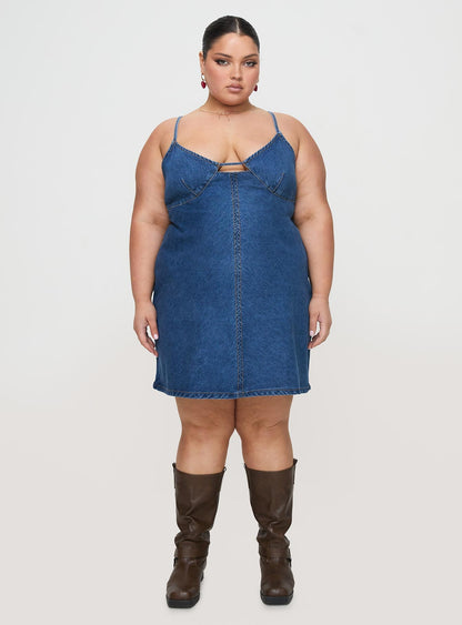 Arwen Denim Mini Dress Blue Curve