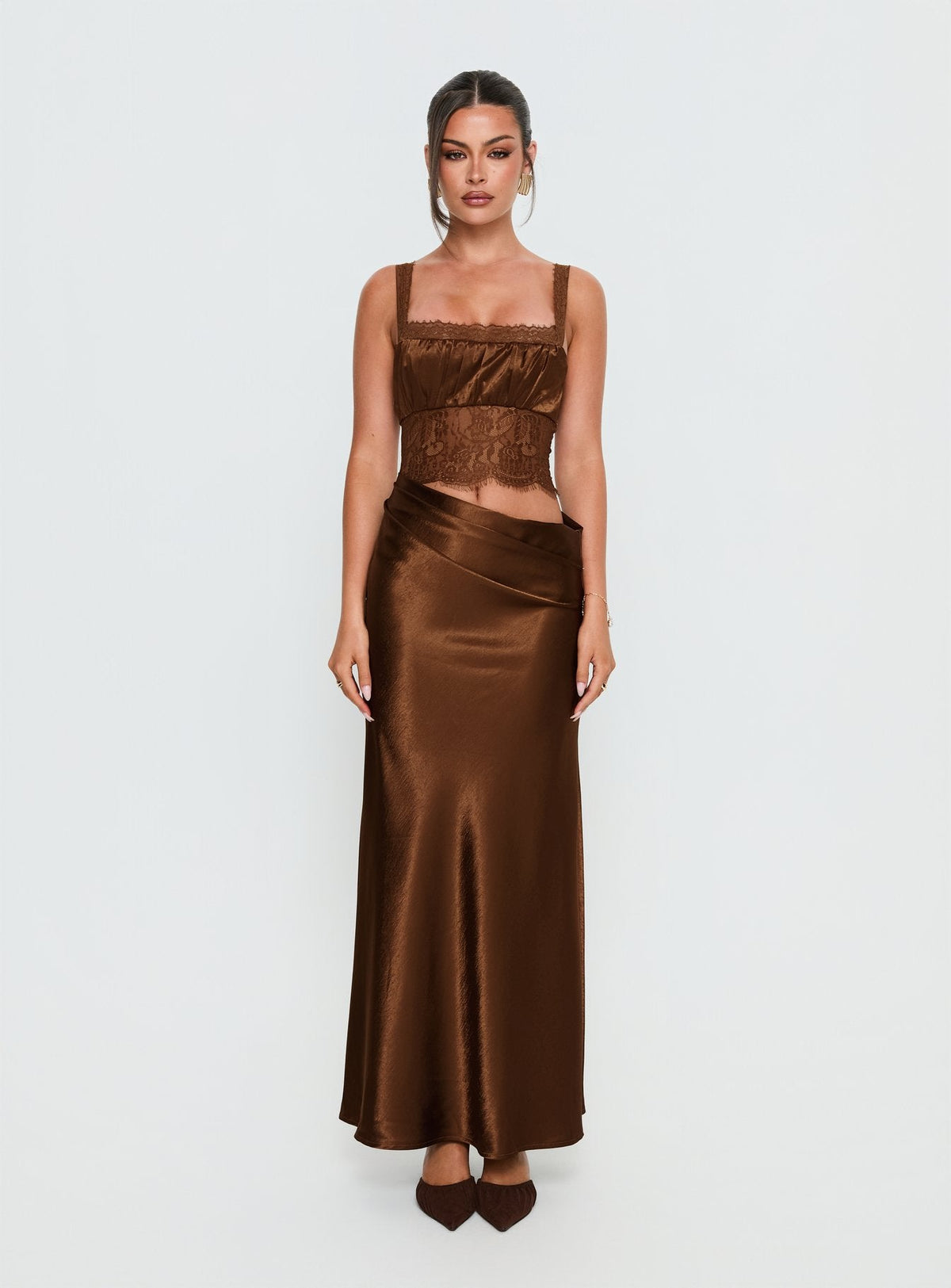 Fayfe Lace Maxi Dress Chocolate