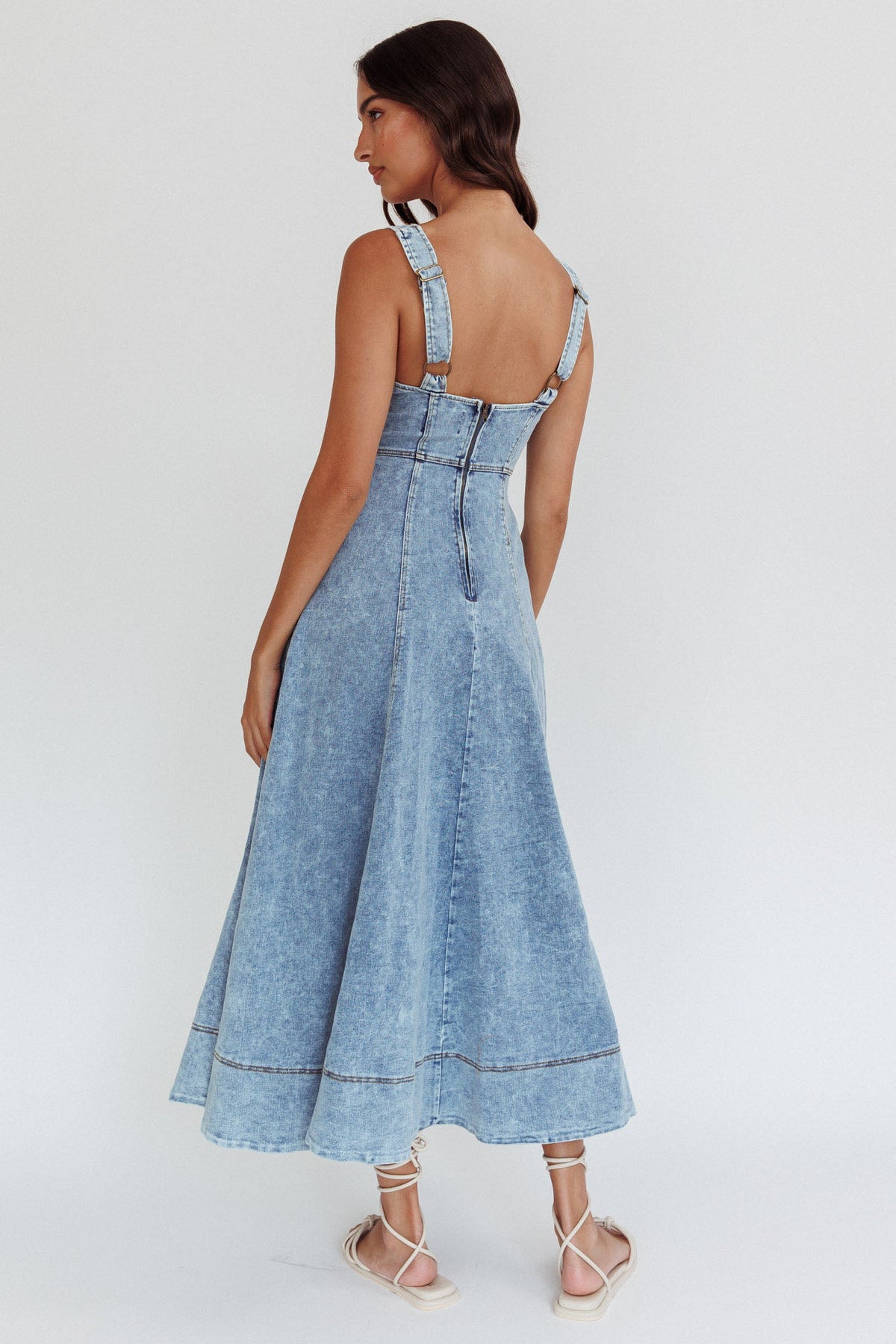 Ellora Side Pocket Midi Dress Denim Blue