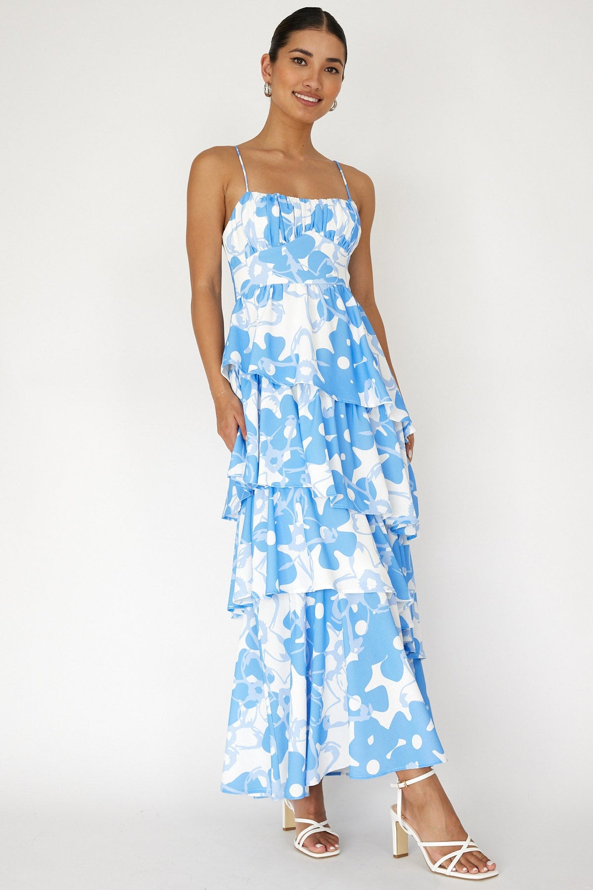 Hopeful Tiered Layered Maxi Dress Blue