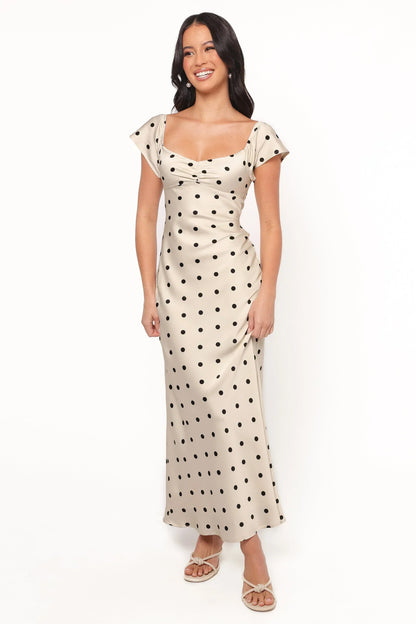Elke Maxi Dress - Black Dot