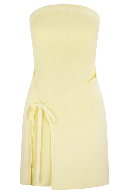 Rian Strapless Knit Mini Dress - Lemon