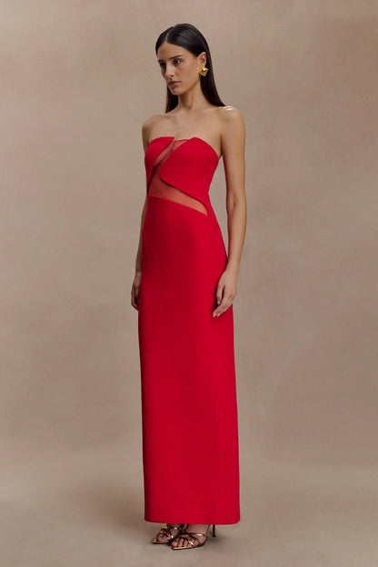 Lianne Strapless Maxi Dress - Red