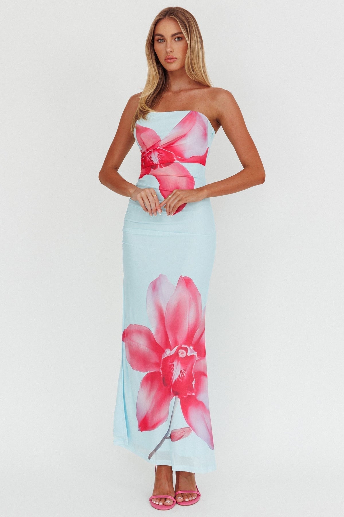 Truth Be Told Strapless Maxi Dress Blue