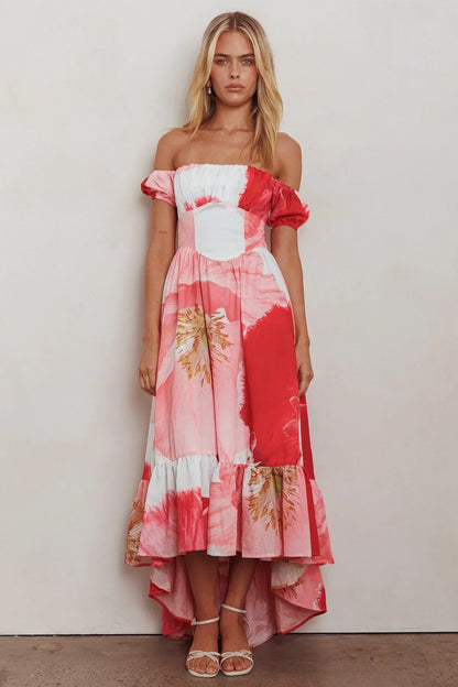 Sunday Mornings Ruched Bust Maxi Dress Floral Blush