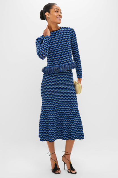 Blue and Black Profundo Long Sleeve Top